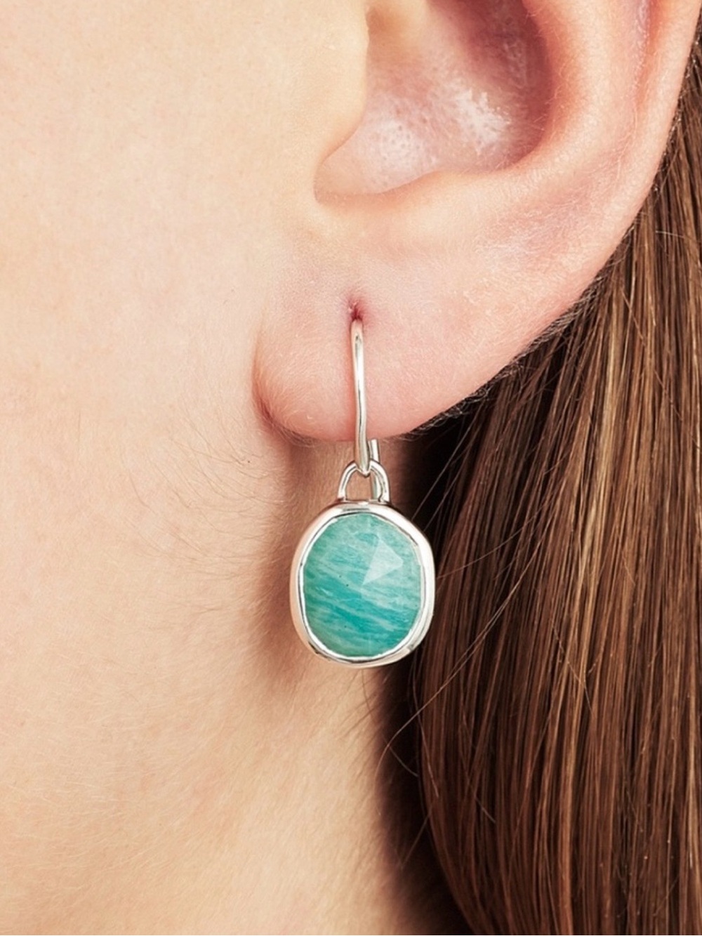 Monica Vinader Siren Amazonite Drop Earrings 925 Sterling Silver Box